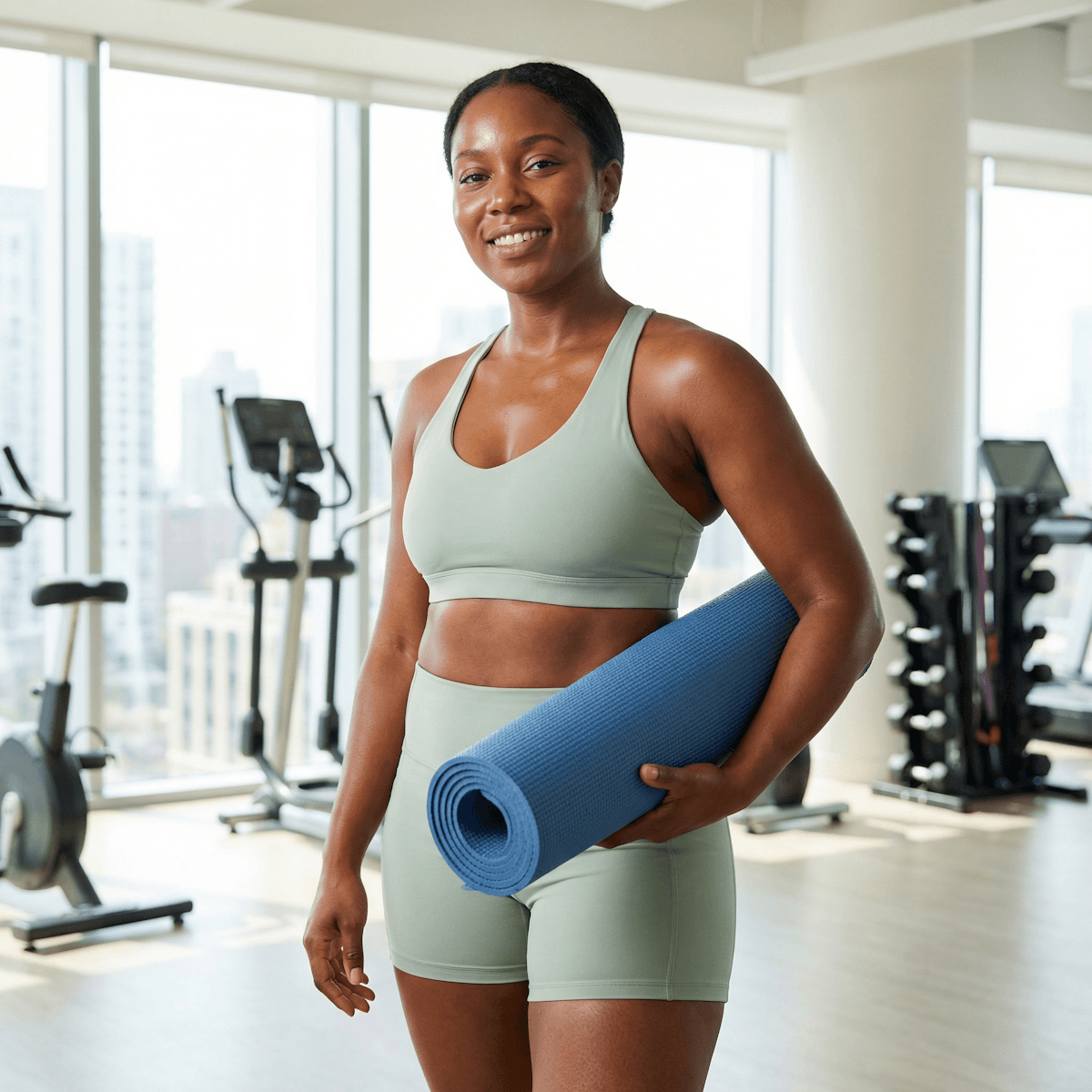 Alina Cross, a certified strength coach, in the studio