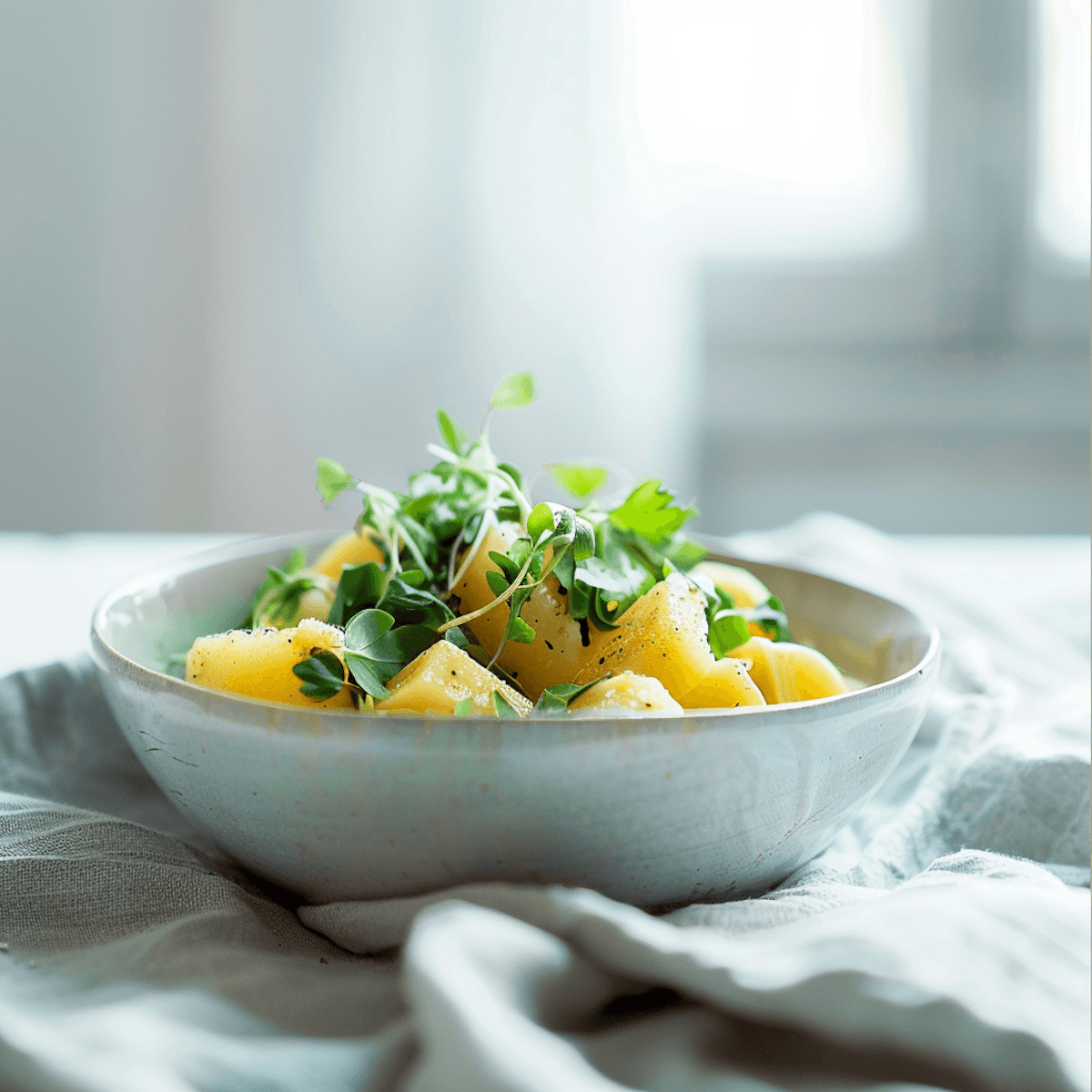 A plate of new potatoes with herbs, analysed by the app